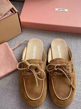 Miu Miu Backless Suede Loafers